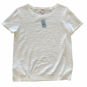 Loft Ivory Soft Slub Cotton Textured Vintage Tee